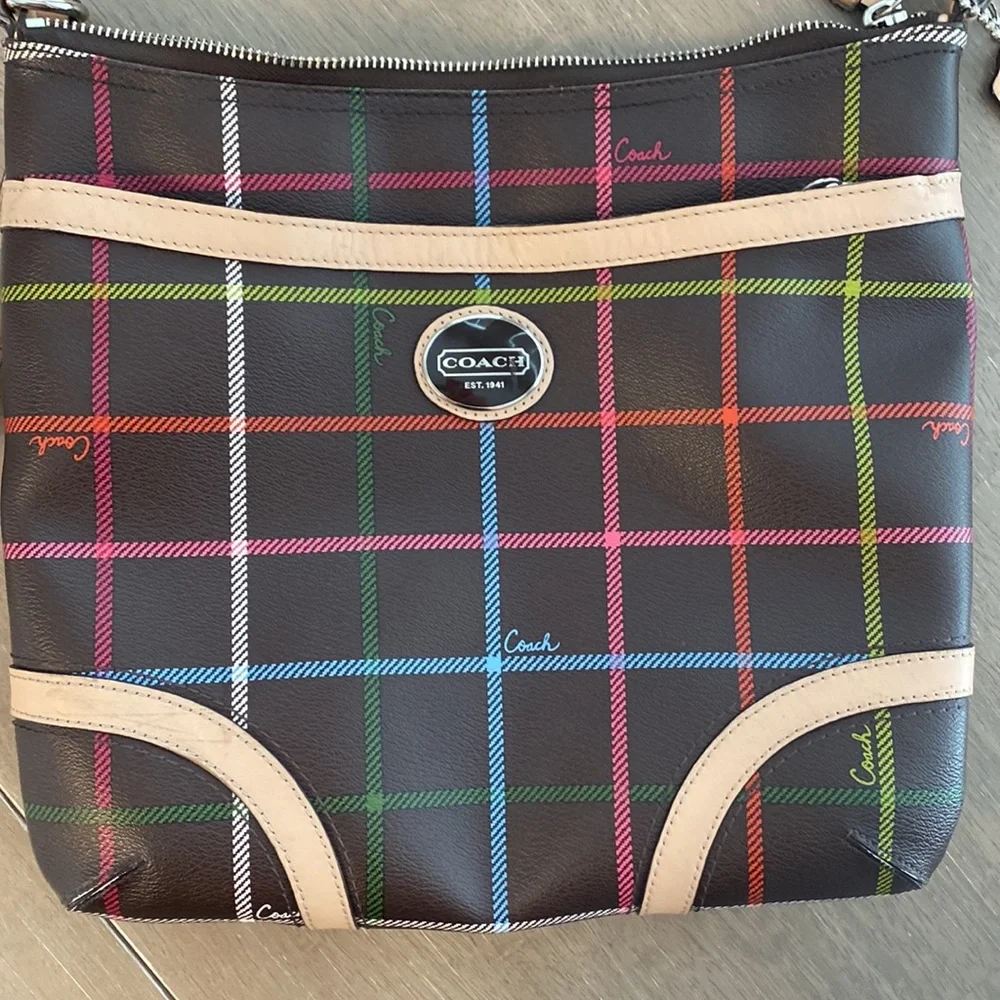 Coach Payton Multicolor Tattersall Crossbody - Picture 2 of 9